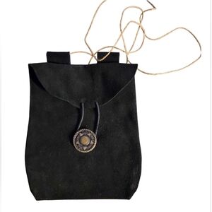 Medieval Renaissance Crusader Knight Black Leather War Pouch -‎ bag/purse/pack